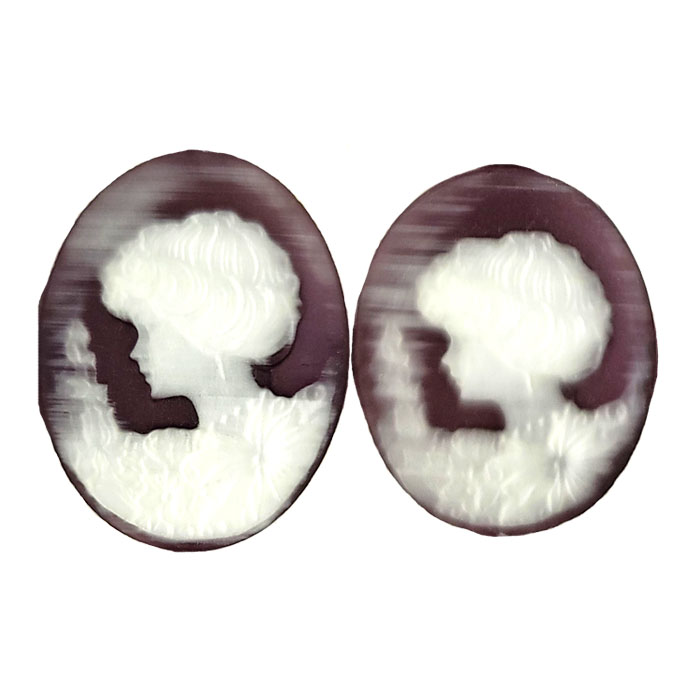 27X35MM WOMAN CAMEO CAT'S EYE PURPLE
